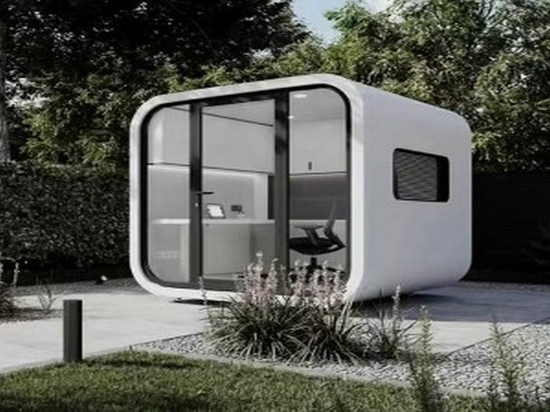 High-tech capsule house for sale with bike storage